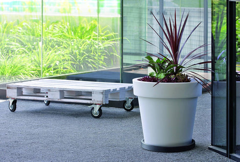 (14.4 inch) Round Rolling Plant Caddy with Edge and Hidden Wheels, Heavy Duty Wheeled Stand for Potted Plant, Universal