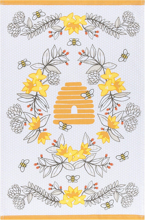 Now Designs Kitchen Tea Towel, Bees, 18 x 28 in, Set of 2