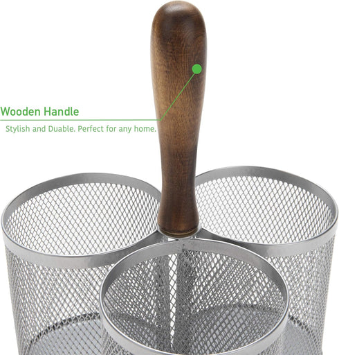Mind Reader Silverware Holder - Utensil Organizer Caddy - Metal Mesh - 7.5" L x 7.5" W x 9.75" H - Silver