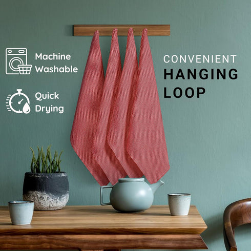6-Pack 18x28 Inches, Set TWINY threads Cotton Kitchen Towels, Soft & Absorbent Dish Cloths with Hanging Loop