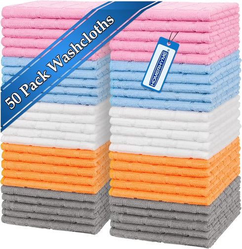 Microfiber Washcloths, 50 Pack Wash Cloths Face Towel, Soft Lint Free Quick