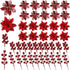 60 6 Poinsettia Pcs Silver Styles Christmas Artificial Flowers with Glitter Berries Stems Tree Picks for Christmas Tree
