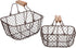 Trademark Innovations Vintage Style Wire Nesting Egg Baskets with Wooden Handles (Set of 2)