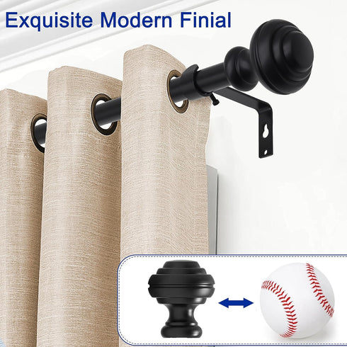 Curtain Rods for Windows 48-84 inch,3/4 inch Heavy Duty Adjustable Decorative Curtain Rods with Modern Finials,Window Curtain Rods for Bedroom, Living Room,Patio and Kitchen