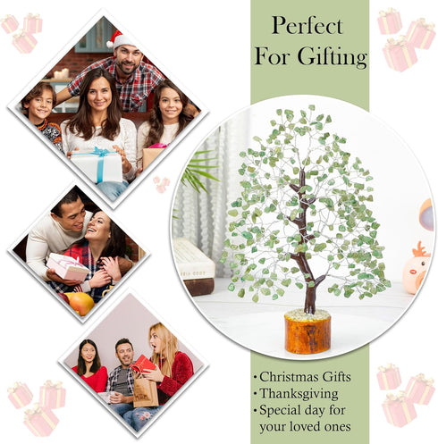 Green Jade Crystals Tree of Life Decor - Healing Crystals Spiritual Gift for Home & Office Decor