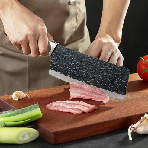3PCS Chef Knife Set, Includes 7 inch Chef Knife, 7 inch Cleaver Knife, 4.5 inch Boning Knife (Blackening)
