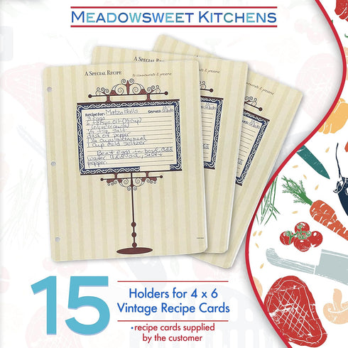 Meadowsweet Kitchens Vintage 4x6 Recipe Card Sheet Protectors for 9x12 3 Ring Binder - Recipe Card Holder, Paper Protector Sheets for Recipe Cards 4x6 by Meadowsweet Kitchens