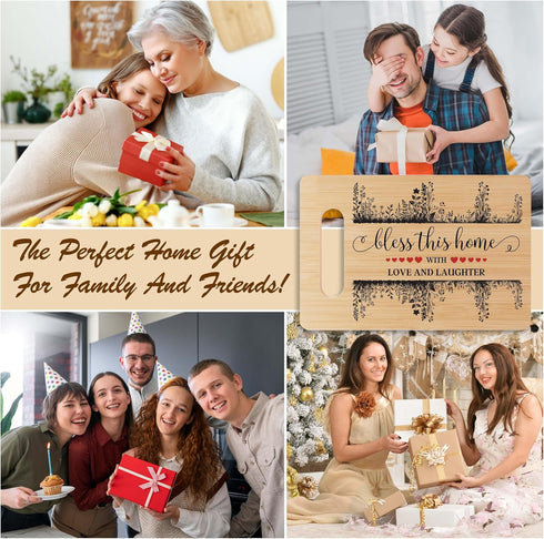 Bamboo Cutting Board Gift, Bless This Home With Love And Laughter, Christian Home Kitchen Decor, New Home Gifts Ideas