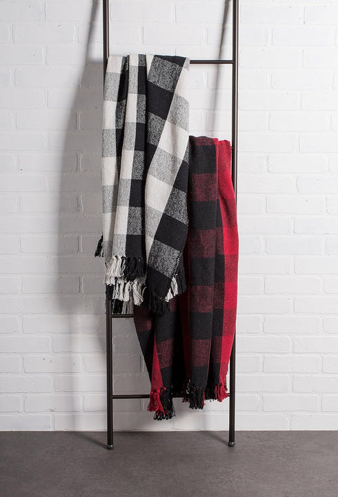 DII Buffalo Check Collection Rustic Farmhouse Throw Blanket, 50x60, Black/White