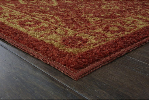Maples Rugs Georgina Traditional Kitchen Rugs - Non Skid Accent Area Carpet - 2'6 x 3'10 - Red/Gold