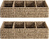 StorageWorks Small Baskets for Organizing, Handwoven Seagrass Baskets with 4 Sections, 2 Pack for Shelves, Pantry,