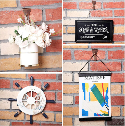 Ripeng 16 Pieces Brick Wall Clips and Hooks for Hanging Outdoors, No Drill, Brick Hangers Fit 2-1/4 to 2-3/8 Inch Hooks