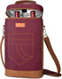 Tirrinia 2 Bottle Insulated Wine Gift Tote Carrier, Padded Cooler Bag for Travel, BYOB, Red