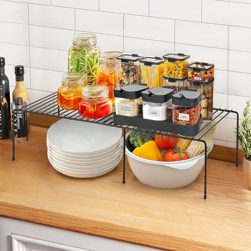 Ravinte Expandable Freezer Shelf Organizer, Rustproof Metal Wire Kitchen Cabinet Spice Rack for Countertop Storage