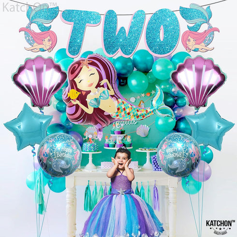 KatchOn Mermaid 2nd Birthday Decorations, Pack of 8