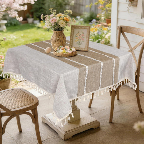 Boho Small Tablecltoh Square 36 x 36 inch, Spring Linen Table Cover