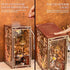 3D MiniCity Book Nook Kit, DIY Miniature Dollhouse Booknook Kit, Wooden Puzzle Bookend Bookshelf Insert Decor with LED