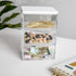 Martha Stewart Brody Plastic Storage Organizer Bins with Engineered Wood Lid, 3 Pack Small (3.75" x 3", Clear/White)