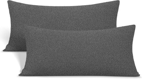 2-Pack Stretch Pillow Cases - Jersey Knit & Ultra Soft Microfiber Blend for Queen or Standard Size, Hemp Gray