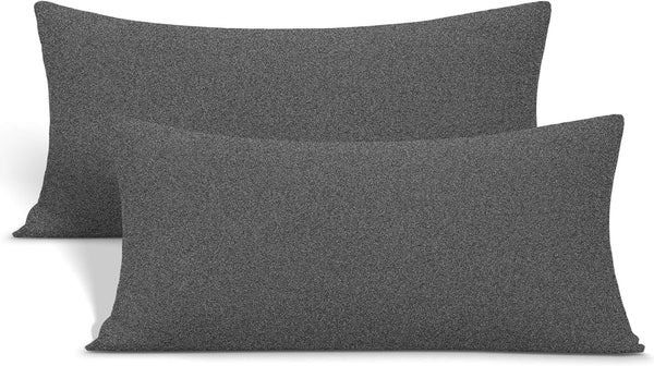 2-Pack Stretch Pillow Cases - Jersey Knit & Ultra Soft Microfiber Blend for Queen or Standard Size, Hemp Gray