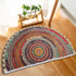 Semi Circle Bathroom Floor Rug, Half Round Door Mat, Mandala Boho Non-Slip Absorbent Bath Mat, Multicolor