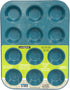 casaWare Mini Muffin Pan, 12 Cup Ceramic Coated Non-Stick (Blue Granite)