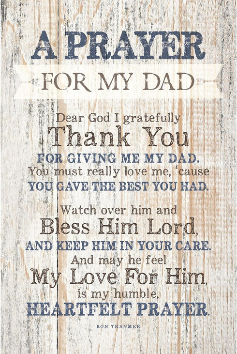 DEXSA Prayer for My Dad Wood Frame Wall Plaque, 6x9 inches, Father’s Day Gift, Made in USA
