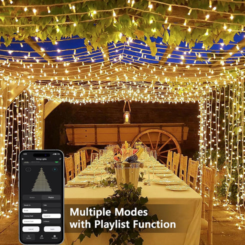 66FT 200 Dimmable BrizLabs Smart Christmas Lights, LED Christmas Lights App/Voice Control, Multiple Modes Warm White