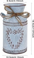 Rustic Shabby Chic Galvanized Milk Can Vase with Handle, Vintage Farmhouse Flower Vase for Centerpieces, 7.7"