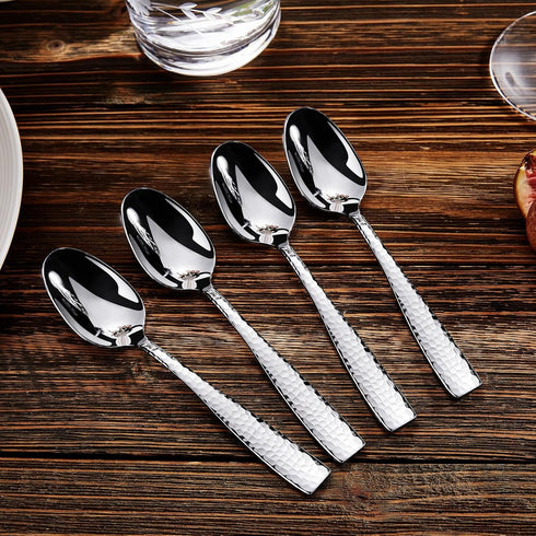 KEAWELL Premium 4-Piece Louis Hammered Spoons Set, 18/10 Stainless Steel, Set of 4, Fine Spoon Set with Squared Edge, Dishwasher Safe (6.4" Teaspoon) by KEAWELL