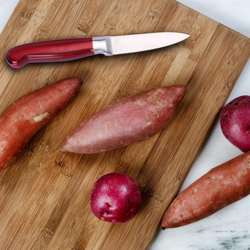 Hampton Forge Red Rorik Paring Knife, 3.5" with Clear Blade Guard, 0.25 LB