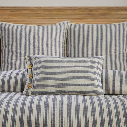 Piper Classics Market Place Blue Ticking Stripe Quilted Euro Sham