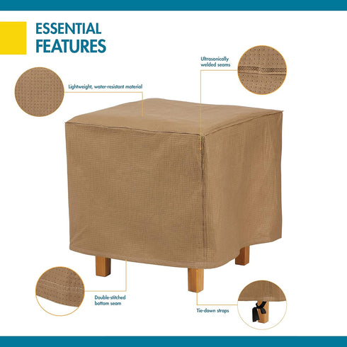 22 Inch DUCKCOVERS Essential Water-Resistant Square Patio Ottoman/Side Table Cover, Outdoor Ottoman Cover