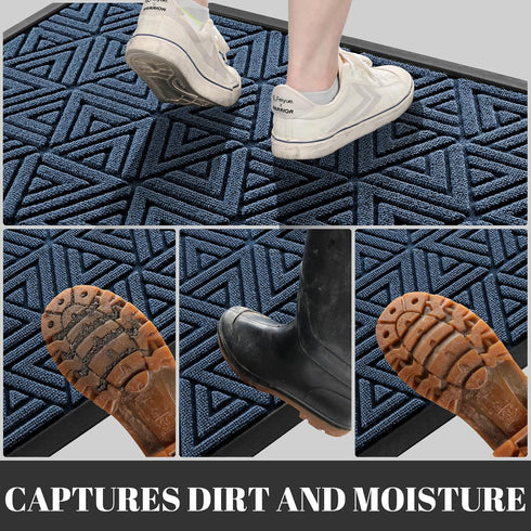 Yimobra Door Mat Outdoor Entrance, Heavy Duty Welcome Mat for Home Entry, Waterproof, Easy Clean, 29.5 x 17, Blue