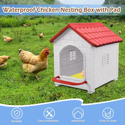 Nesting Boxes for Chicken, Plastic Single Compartment Chicken Nesting Box for Laying Eggs for Hens, Ducks and Poultry