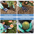 WORKPRO 5PCS Garden Tool Set, Heavy Duty Aluminum Tools with Garden Tool Bag, Blue Insect and Flower