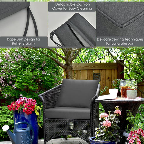 Set, 6 Inch Giantex Patio Cushion Deep Seat and Back Cushion, Outdoor Chair Pads with Ties, Cushion Replacement