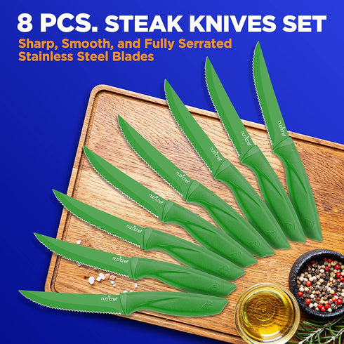 8 Piece Kitchen Knife Set, Multi-purpose Unbreakable Ergonomic Non-stick Stainless Steel Steak Knives
