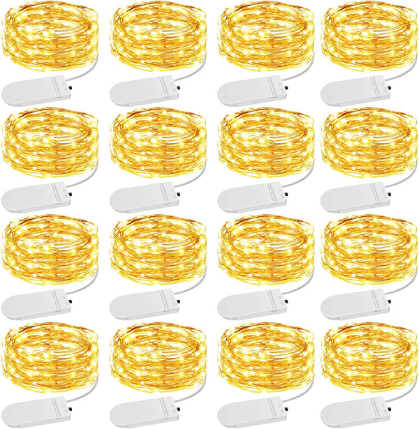 Olafus 16 Pack Christmas Fairy Lights, Battery Operated Warm White, 20 LED Copper Wire 7ft, IP68 Waterproof for Party