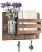 MyGift Wall-Mounted Burnt Wood Mail Holder Organizer with 6 Key Hooks & Mason Jar