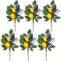 Valery Madelyn 6 Packs Spring Summer Picks with Lemons, Blueberry, Eucalyptus Leaves, Artificial Fruit Lemon Branches