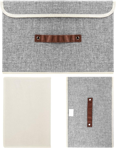 TYEERS 2 Pack Collapsible Storage Boxes, Washable Fabric Bins with Lids, 14.9x9.8x9.8 inches, Gray