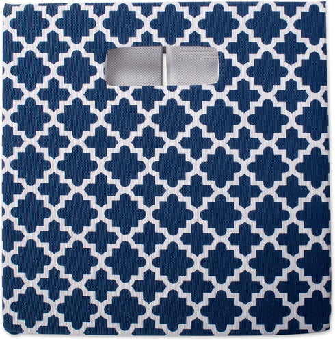 DII Hard Sided Collapsible Fabric Storage Container, 13x13x13, for Nursery, Offices, & Home Organization, Nautical Blue