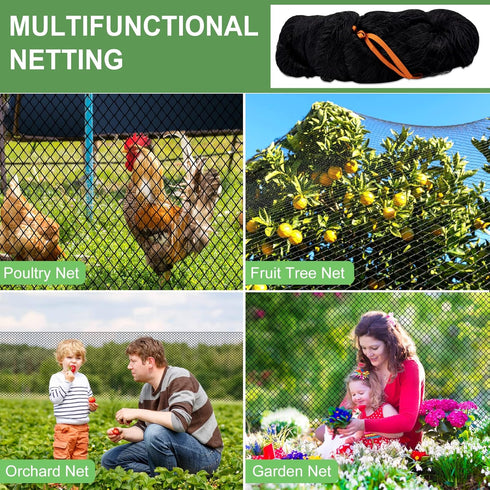 DQS 25'x50' 1' Bird Netting - Heavy Duty with Square Mesh, Poultry Netting for Chicken Coop Roof, Garden Protection