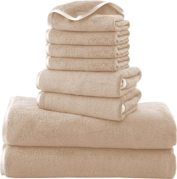 Cosy Family Microfiber 8-Piece Towel Set, 2 Bath Towels, 2 Hand Towels, and 4