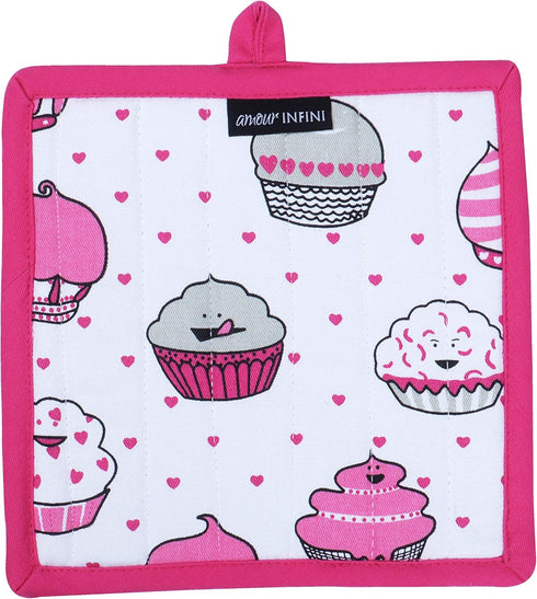 AMOUR INFINI Pot Holders and Oven Mitt Set, Heat Resistant Non-Slip, 1 Oven Mitt & 1 Pot Holder