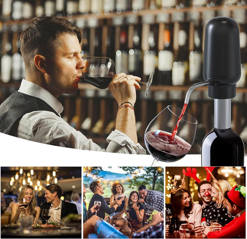 Electric Wine Aerator and Dispenser, Rechargeable Wine Decanter, Black