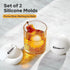 Silicone Ice Molds Set of 2, Circle Ice Cube Molds for Large Round Ice Balls, Includes Extra Cocktail Recipes