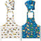 GROBRO7 4Pcs Kids Apron Chef Hat Set, Adjustable Kitchen Toddler Aprons with 2 Pockets for Baking Cooking Gift for