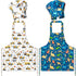 GROBRO7 4Pcs Kids Apron Chef Hat Set, Adjustable Kitchen Toddler Aprons with 2 Pockets for Baking Cooking Gift for